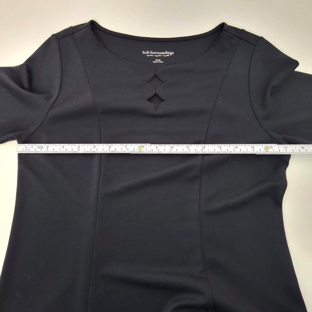 Soft Surroundings Black Eyelet Diamond Long Sleeve Sheath Dress Size Small - Picture 9 of 11
